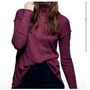 Free People Juicy Long Sleeve Top Cowl Neck Thermal Date Night Burgundy M